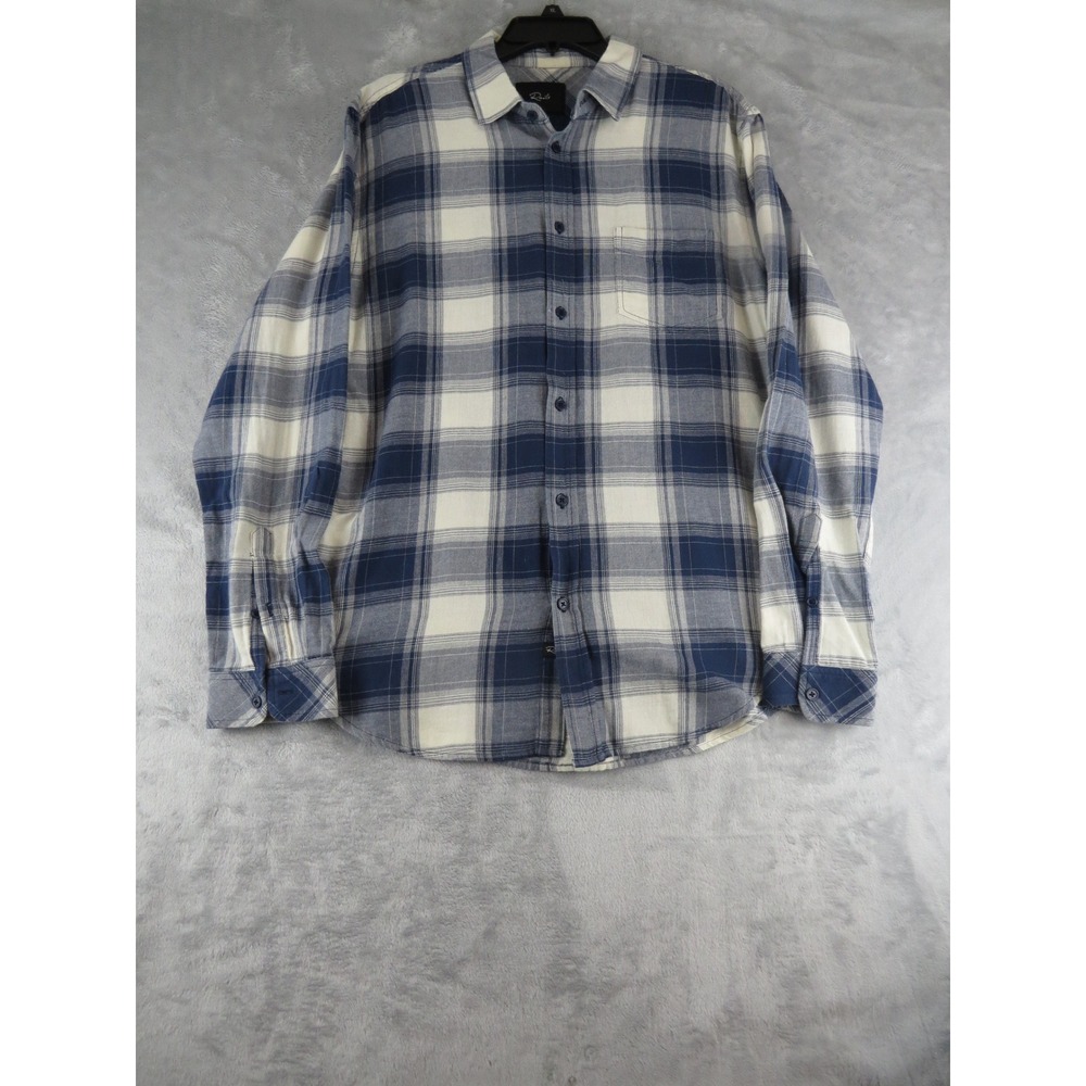 Rails Mens Plaid Flannel Long Sleeve‎ Button Up Shirt XL Blue Cream
